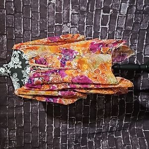 Unique Spectrum Colorful Floral Beach Cover Up size 3X